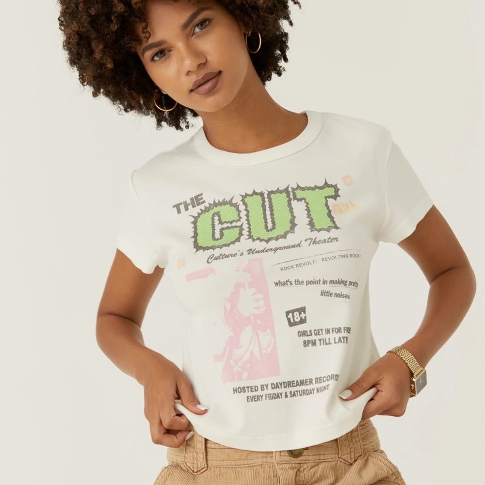 DAYDREAMER NWOT The Cut Shrunken Band Graphic Tee Baby Slim Medium Free People